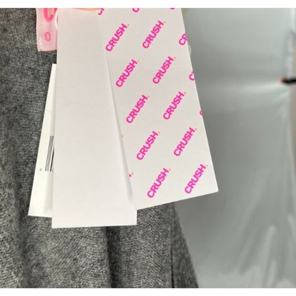 CRUSH Cashmere Sz 3 L Large Gray Fringe Trim 100% Cashmere Sweater Tallin NWT - Picture 4 of 10